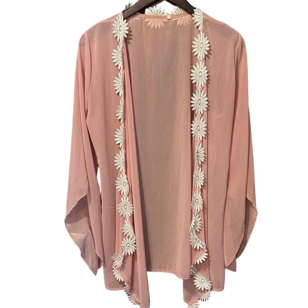 Daisy Trim Pink Kimono Cover-Up